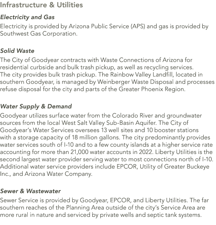 Infrastructure & Utilities Electricity and Gas Electricity is provided by Arizona Public Service (APS) and gas is pro...