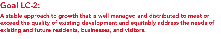 Goal LC 2: A stable approach to growth that is well managed and distributed to meet or exceed the quality of existing...