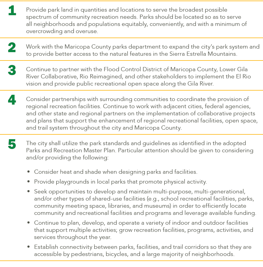1,Provide park land in quantities and locations to serve the broadest possible spectrum of community recreation needs...