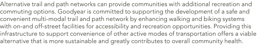 Alternative trail and path networks can provide communities with additional recreation and commuting options. Goodyea...