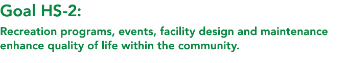 Goal HS 2: Recreation programs, events, facility design and maintenance enhance quality of life within the community. 