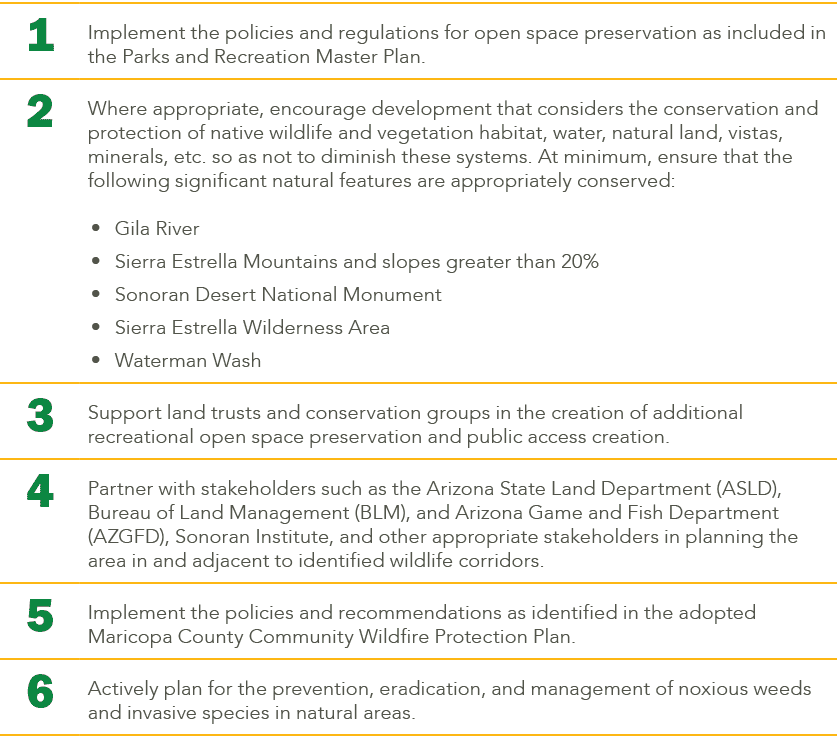 1,Implement the policies and regulations for open space preservation as included in the Parks and Recreation Master P...