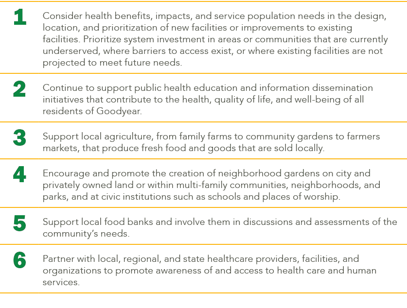 1,Consider health benefits, impacts, and service population needs in the design, location, and prioritization of new ...
