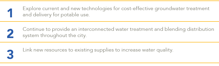 1,Explore current and new technologies for cost effective groundwater treatment and delivery for potable use.,2,Conti...