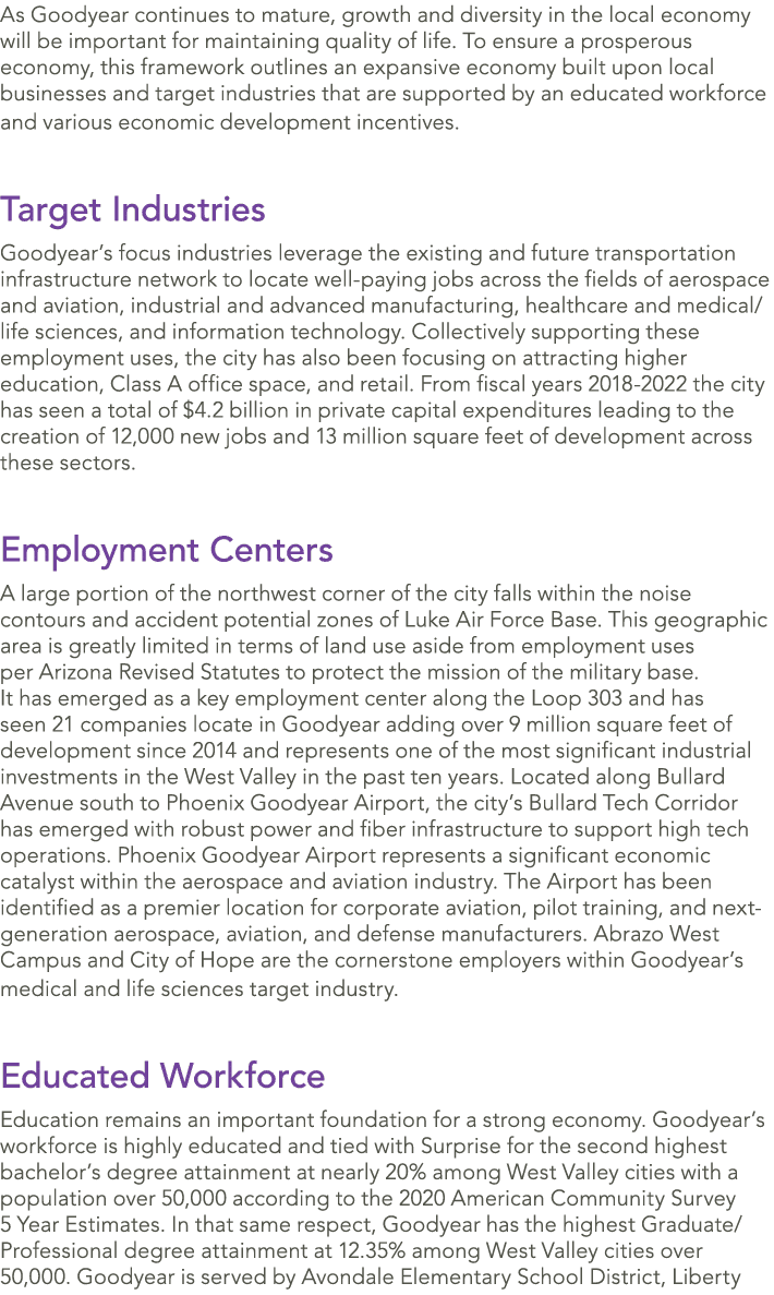 As Goodyear continues to mature, growth and diversity in the local economy will be important for maintaining quality ...