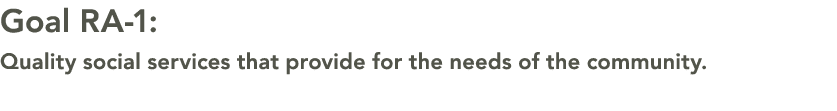 Goal RA 1: Quality social services that provide for the needs of the community. 