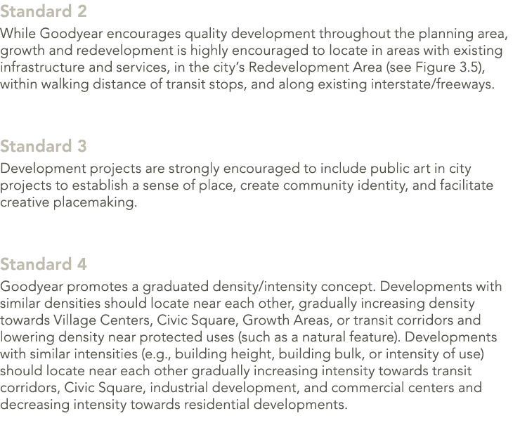 Standard 2 While Goodyear encourages quality development throughout the planning area, growth and redevelopment is hi...