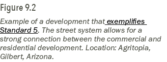 Figure 9.2 Example of a development that exemplifies Standard 5. The street system allows for a strong connection bet...