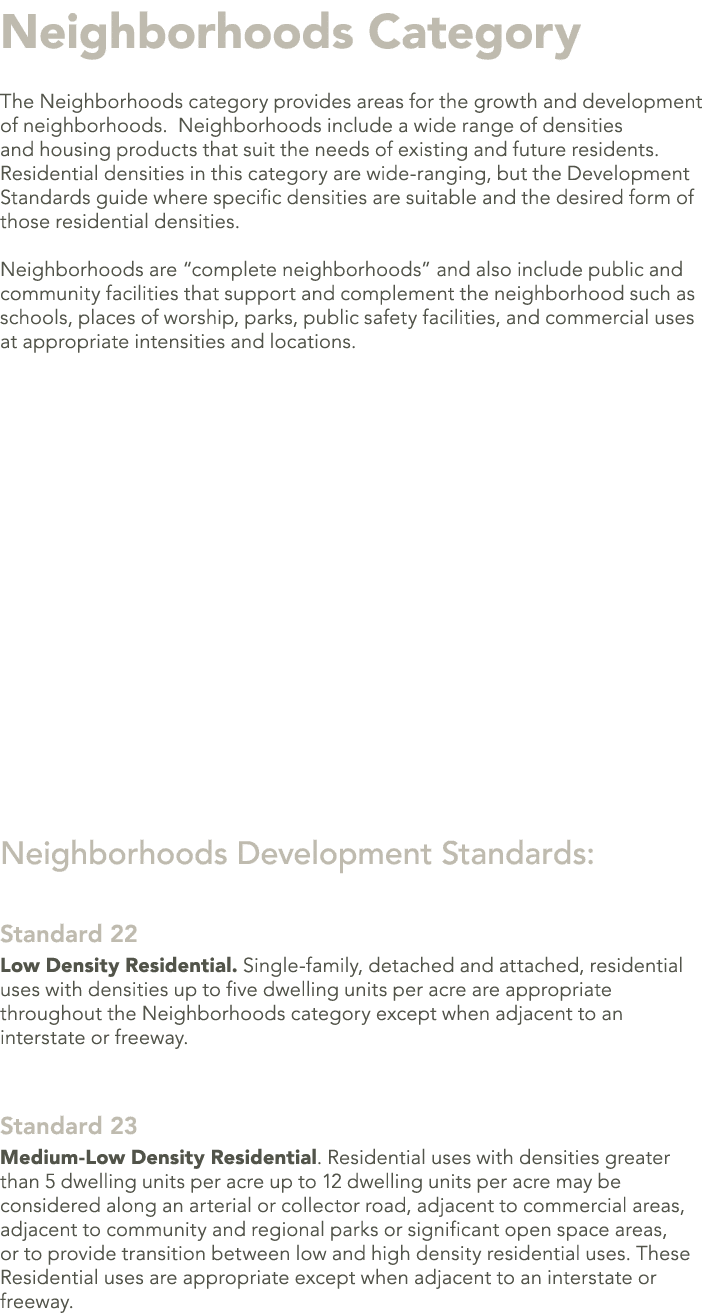 Neighborhoods Category The Neighborhoods category provides areas for the growth and development of neighborhoods. Nei...