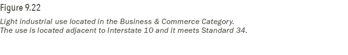 Figure 9.22 Light industrial use located in the Business & Commerce Category. The use is located adjacent to Intersta...