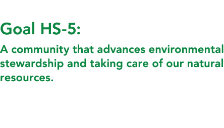  Goal HS 5: A community that advances environmental stewardship and taking care of our natural resources. 
