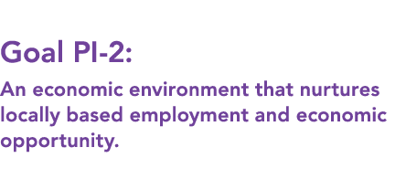  Goal PI 2: An economic environment that nurtures locally based employment and economic opportunity. 