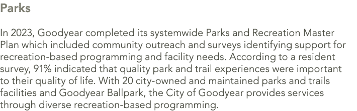 Parks In 2023, Goodyear completed its systemwide Parks and Recreation Master Plan which included community outreach a...